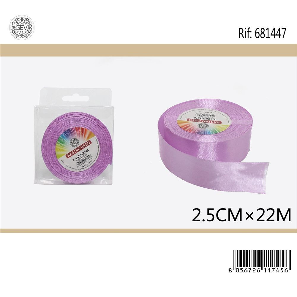 NASTRO DI RASO - LILLA - 2,5CM x 22MGev