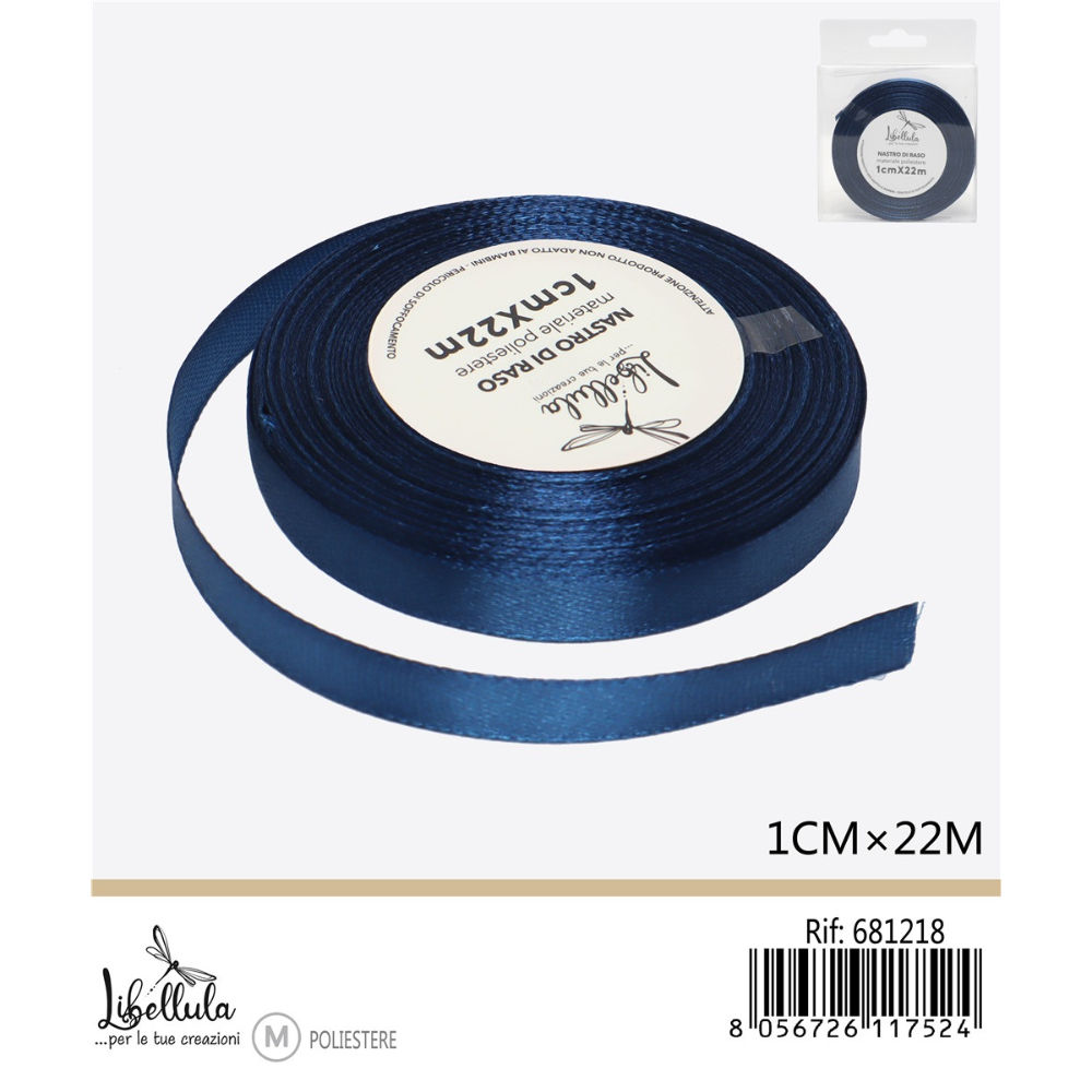 NASTRO DI RASO - BLU NOTTE - 1CM x 22MGev