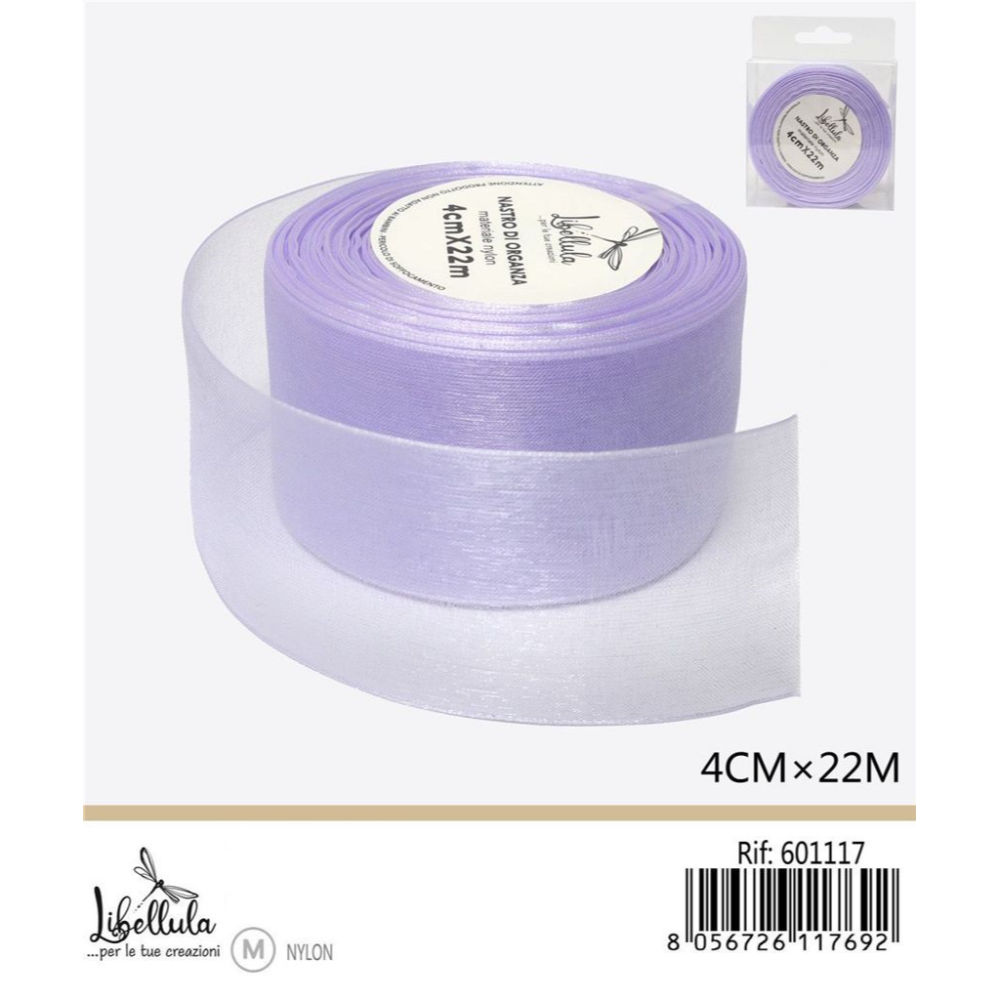 NASTRO DI ORGANZA - LILLA - 4CM x 22MGev