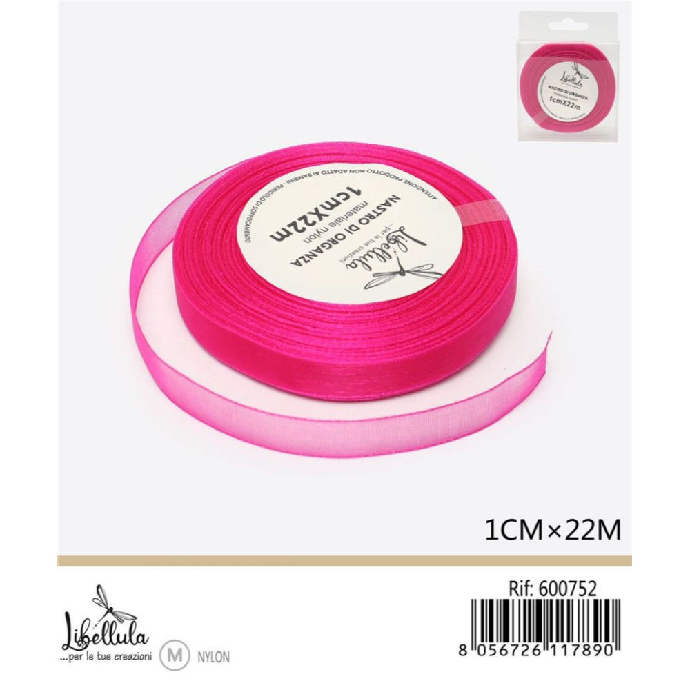 NASTRO DI ORGANZA - FUCSIA - 1CM x 22MGev