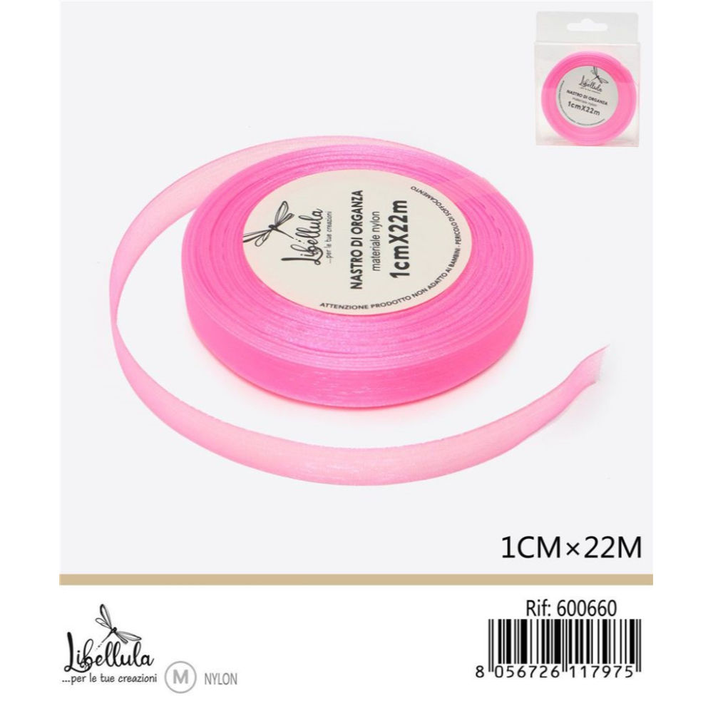NASTRO DI ORGANZA - ROSA - 1CM x 22MGev