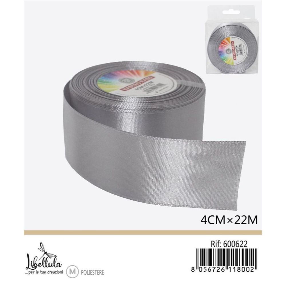 NASTRO DI RASO - GRIGIO - 4CM x 22MGev