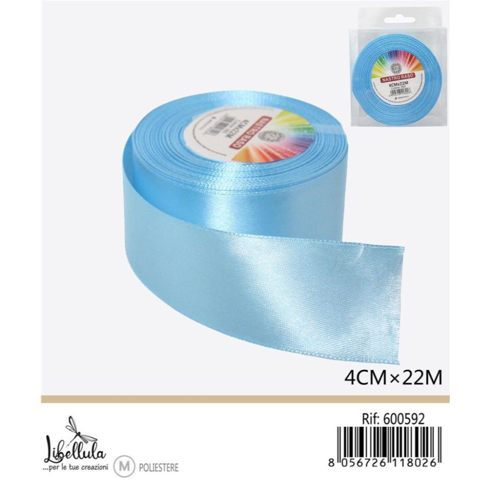 NASTRO DI RASO - AZZURRO - 4CM x 22MGev