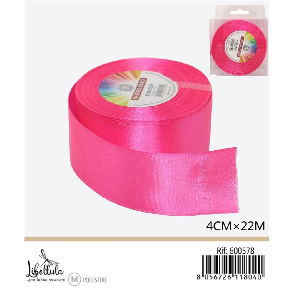 NASTRO DI RASO - FUCSIA - 4CM x 22MGev