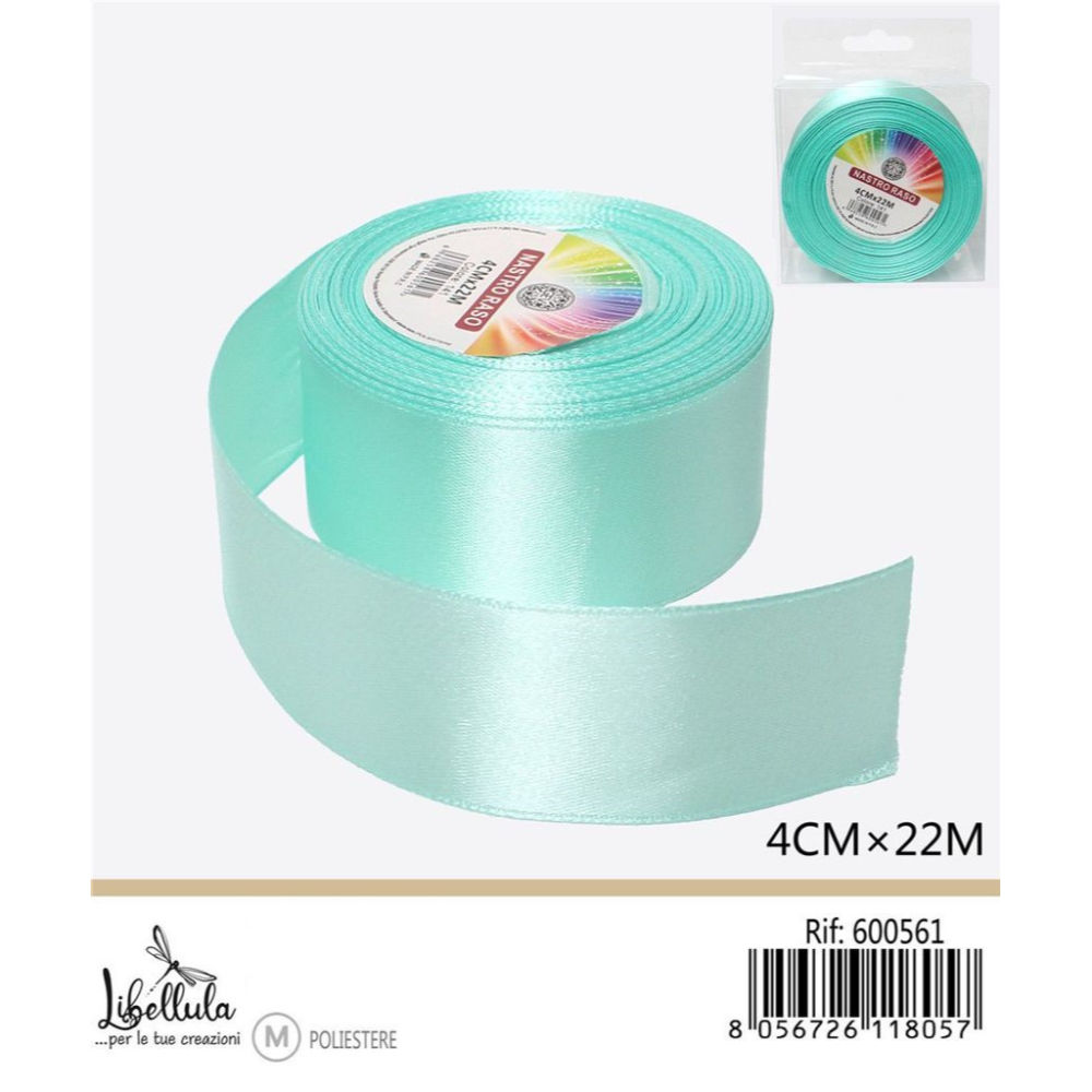 NASTRO DI RASO - VERDE ACQUA - 4CM x 22MGev