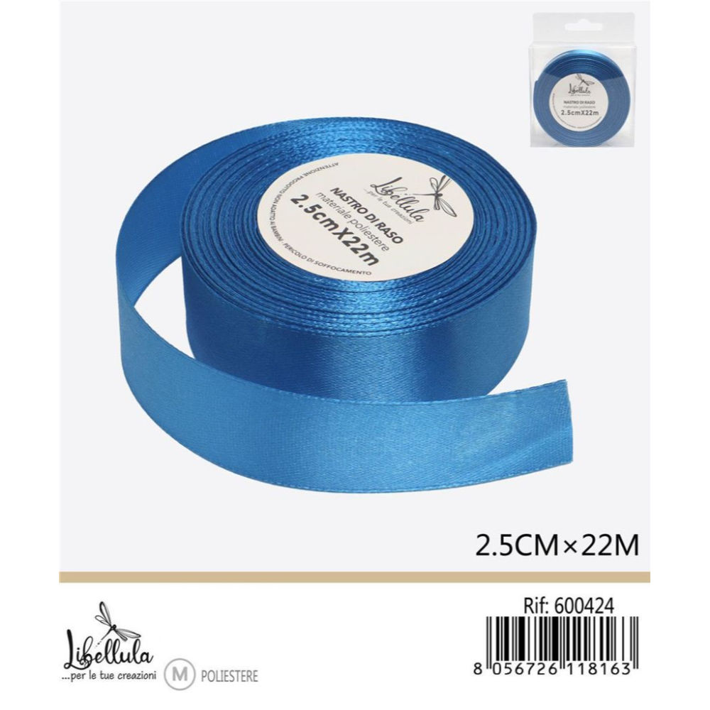 NASTRO DI RASO - AZZURRO - 2,5CM x 22MGev