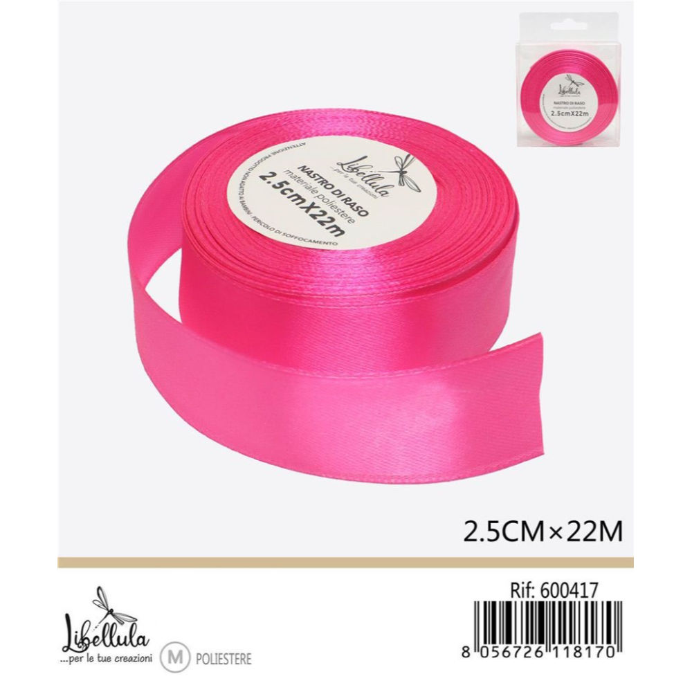 NASTRO DI RASO - FUCSIA - 2,5CM x 22MGev
