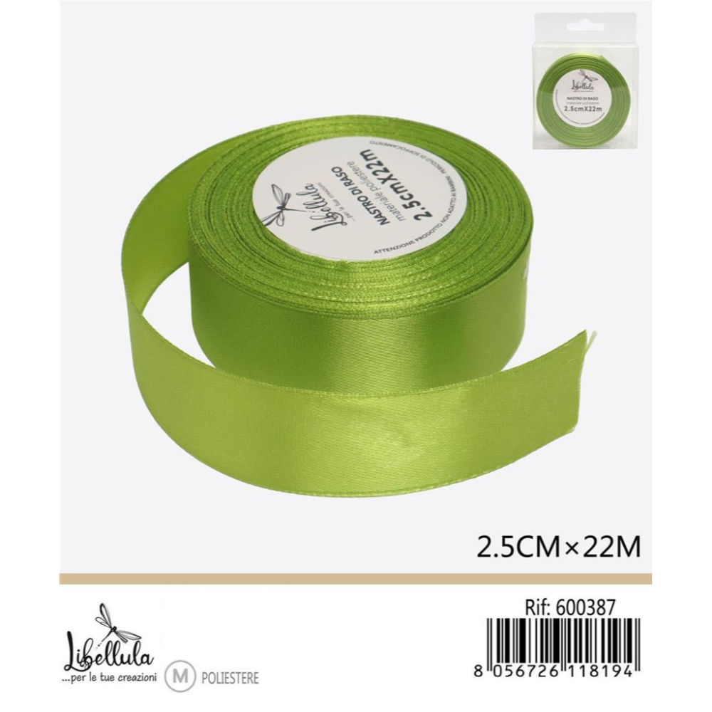 NASTRO DI RASO - VERDINO - 2,5CM x 22MGev
