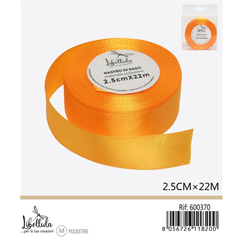 NASTRO DI RASO - ARANCIONE - 2,5CM x 22MGev
