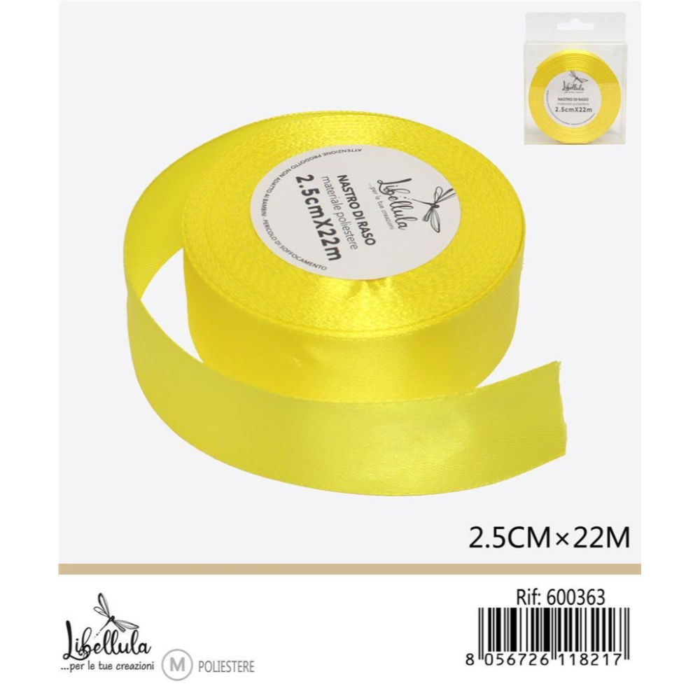 NASTRO DI RASO - GIALLO - 2,5CM x 22MGev