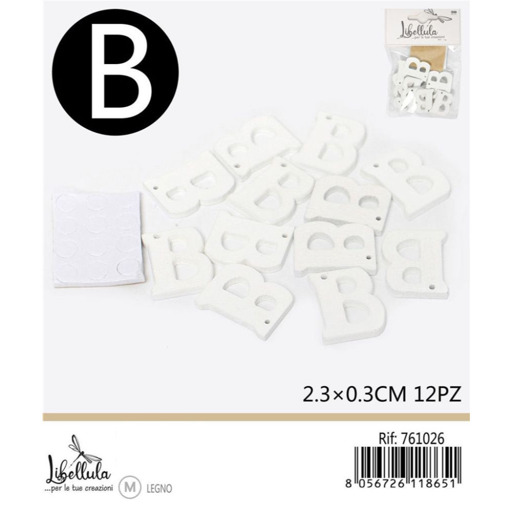 LETTERA "B" IN LEGNO - 2,3x0,3CM -12PZGev
