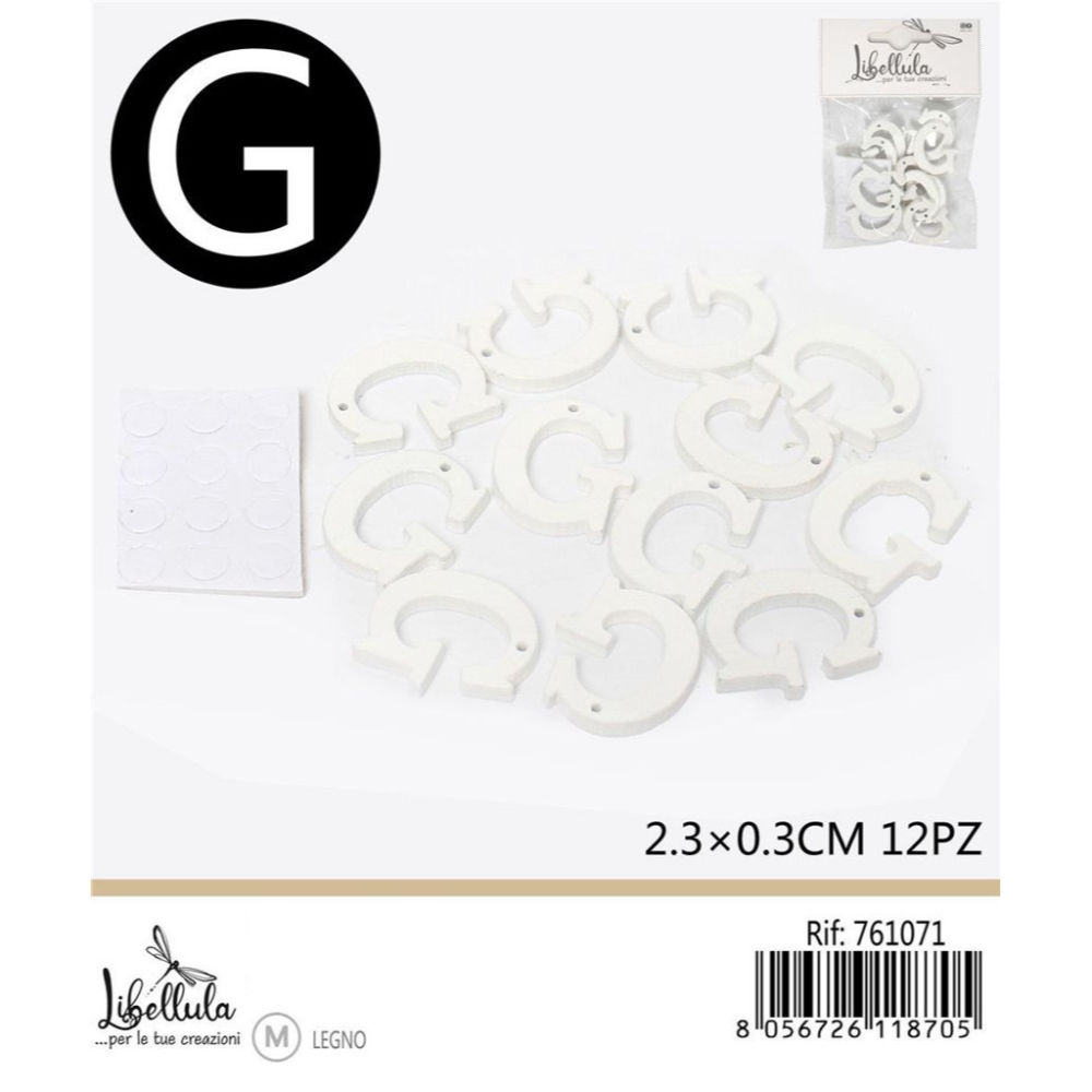 LETTERA "G" IN LEGNO - 2,3x0,3CM -12PZGev