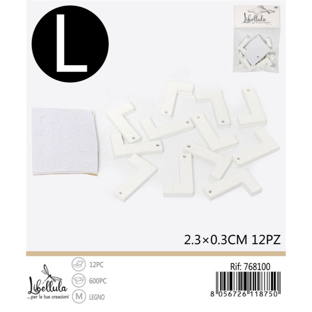 LETTERA "L" IN LEGNO 2,3X0,3CM -12PZGev