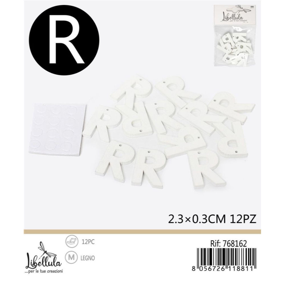 LETTERA "R" IN LEGNO 2,3X0,3CM -12PZGev