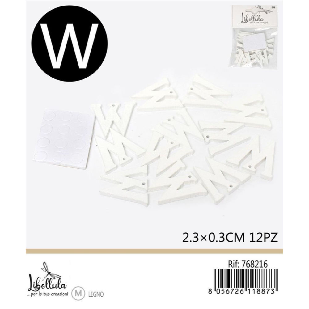LETTERA "W" IN LEGNO - 2,3x0,3CM -12PZGev
