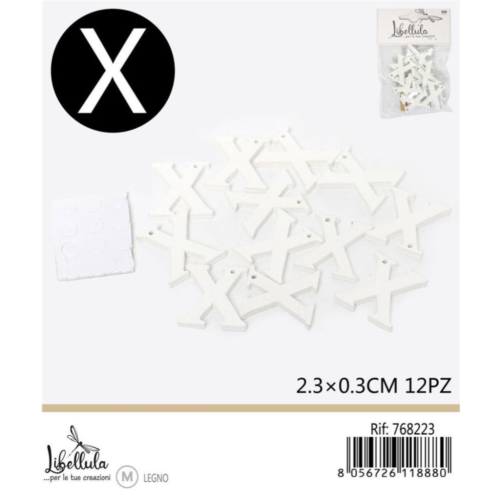 LETTERA "X" IN LEGNO - 2,3x0,3CM -12PZGev