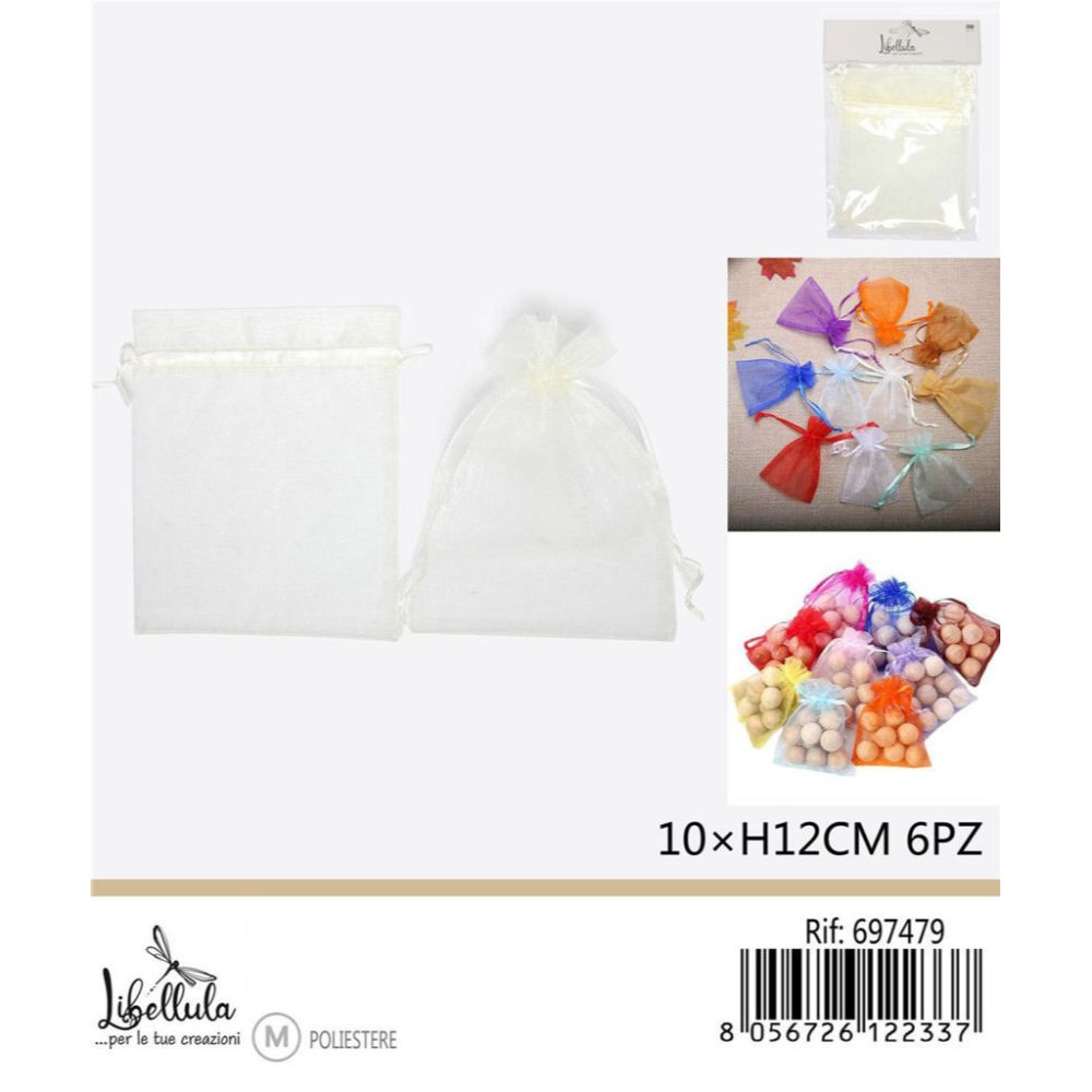 SACCHETTI DI ORGANZA - PANNA 10x12CM - 6PZGev