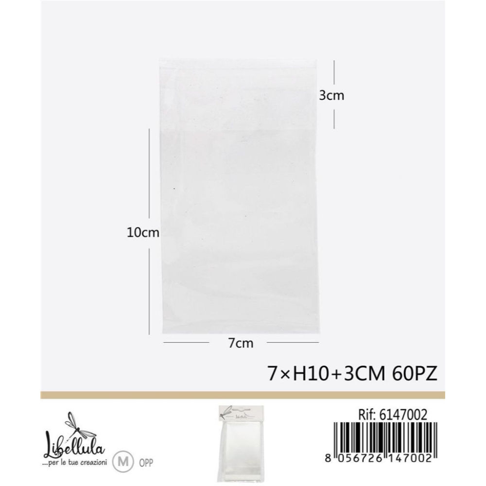 BUSTINE TRASPARENTI RICHIUDIBILI - 7x10CM - 60PZGev