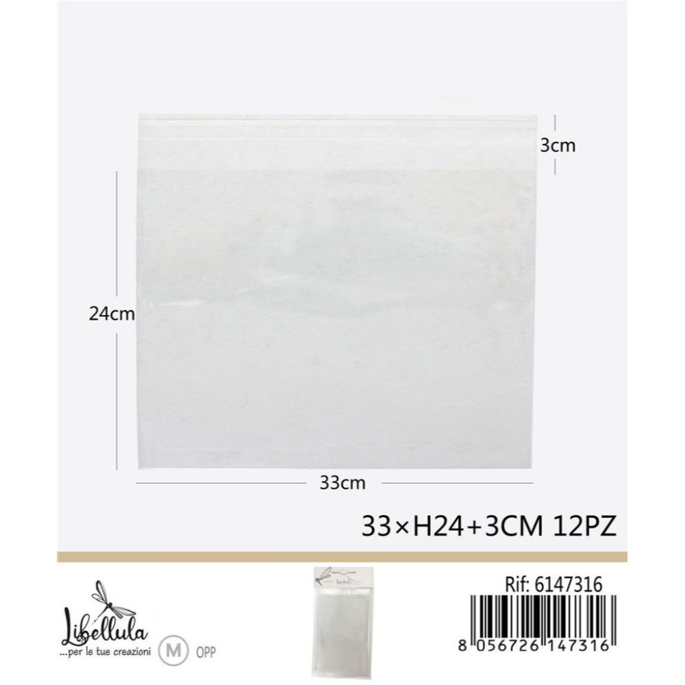 BUSTINE TRASPARENTI RICHIUDIBILI - 33x24CM - 12PZGev