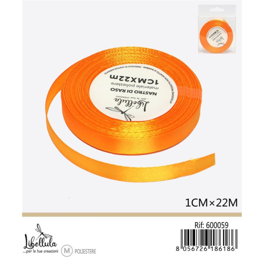 NASTRO DI RASO - ARANCIONE - 1CM x 22MGev