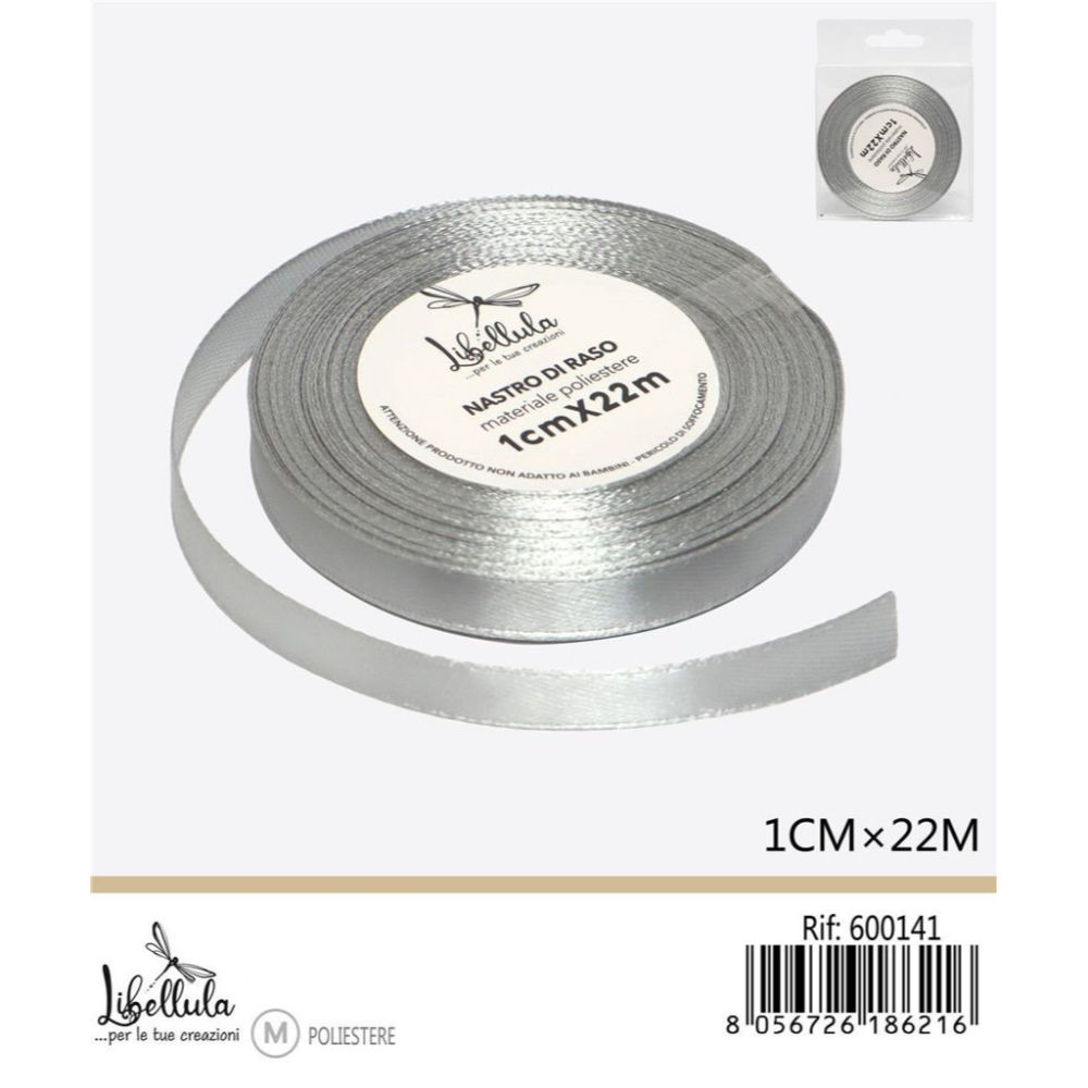 NASTRO DI RASO - GRIGIO - 1CM x 22MGev