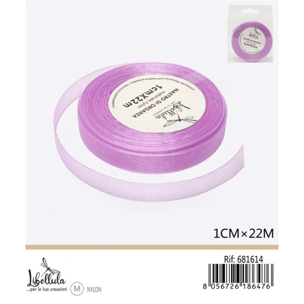 NASTRO DI ORGANZA - LILLA - 1CM x 22MGev