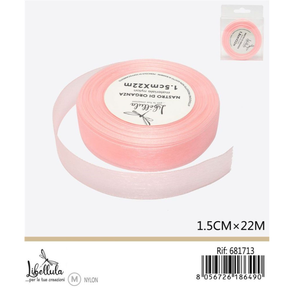 NASTRO DI ORGANZA - ROSA - 1,5CM x 22MGev