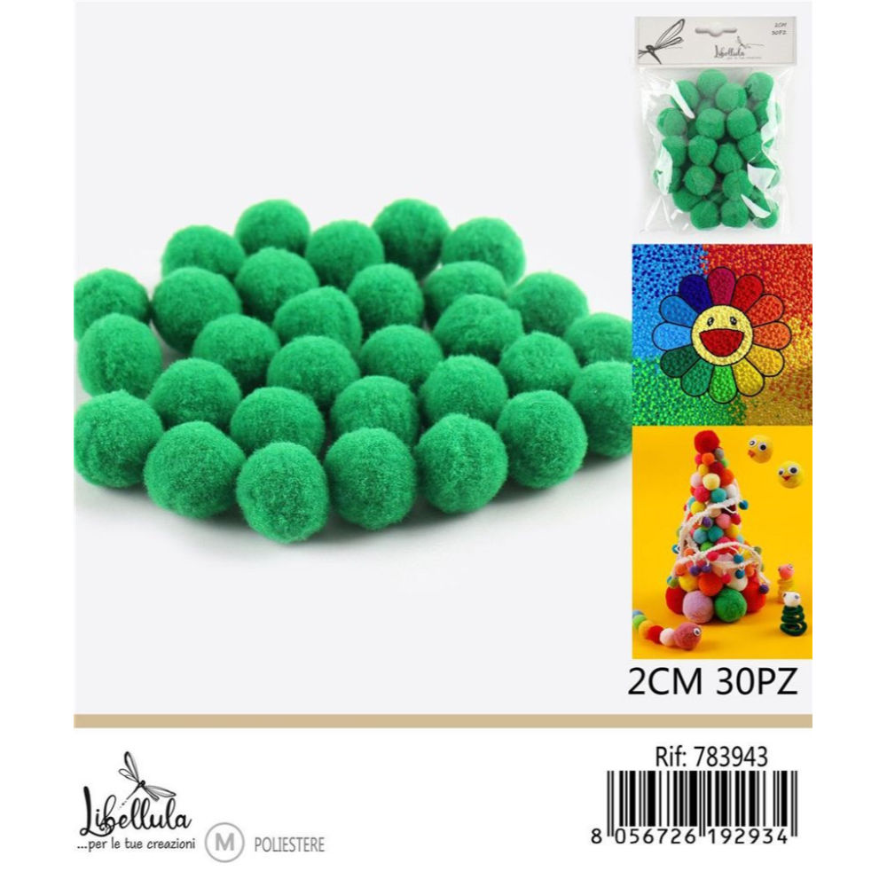 PALLINE IN POLIESTERE - VERDE 2CM - 30PZGev