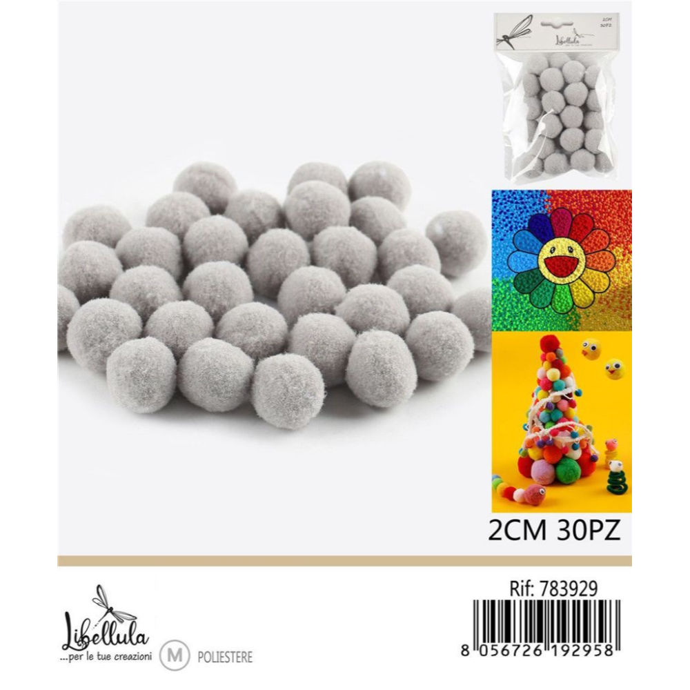 PALLINE IN POLIESTERE - GRIGIO 2CM - 30PZGev