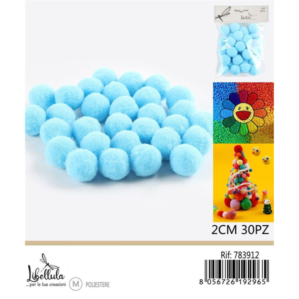 PALLINE IN POLIESTERE - AZZURRO 2CM - 30PZGev