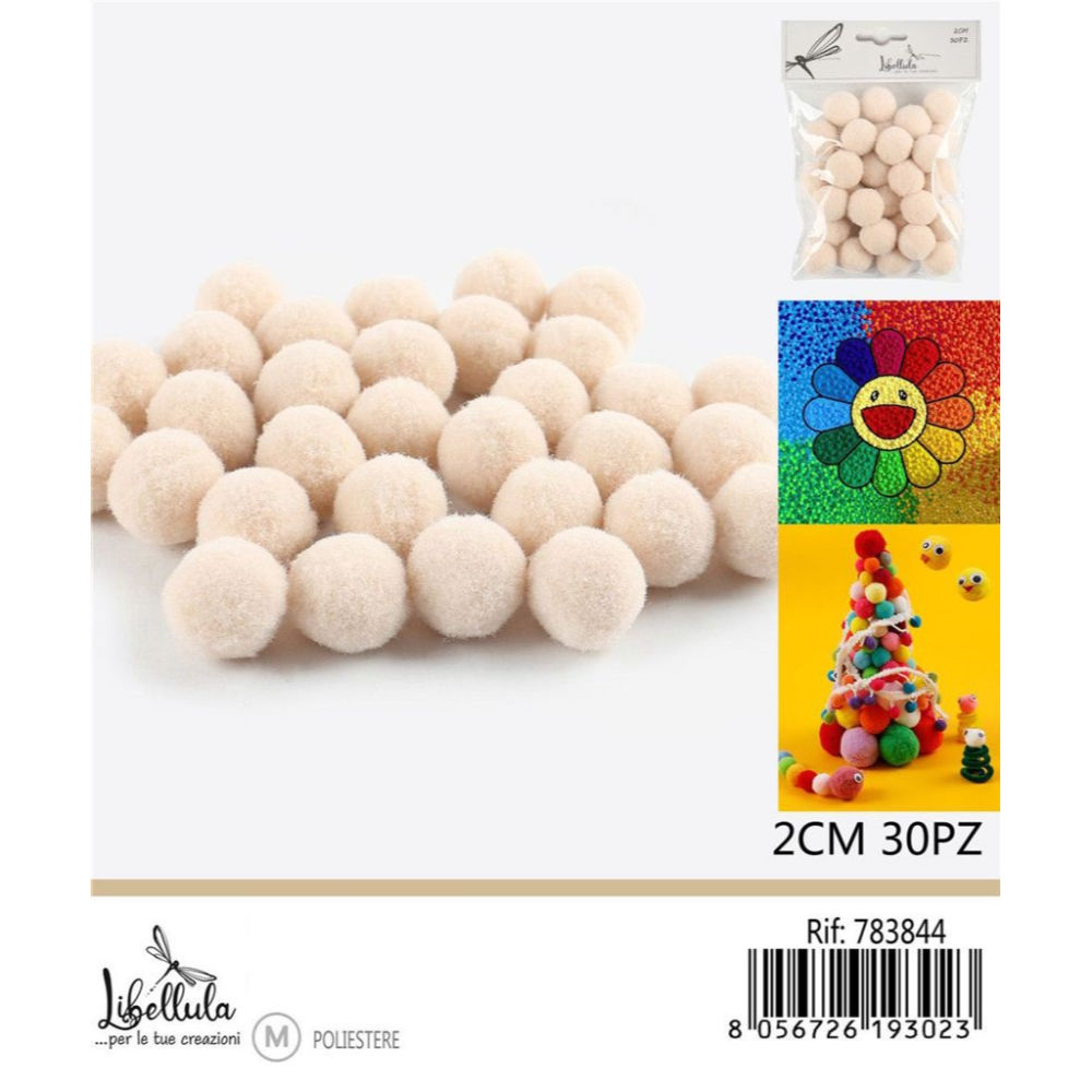 PALLINE IN POLIESTERE - BEIGE 2CM - 30PZGev