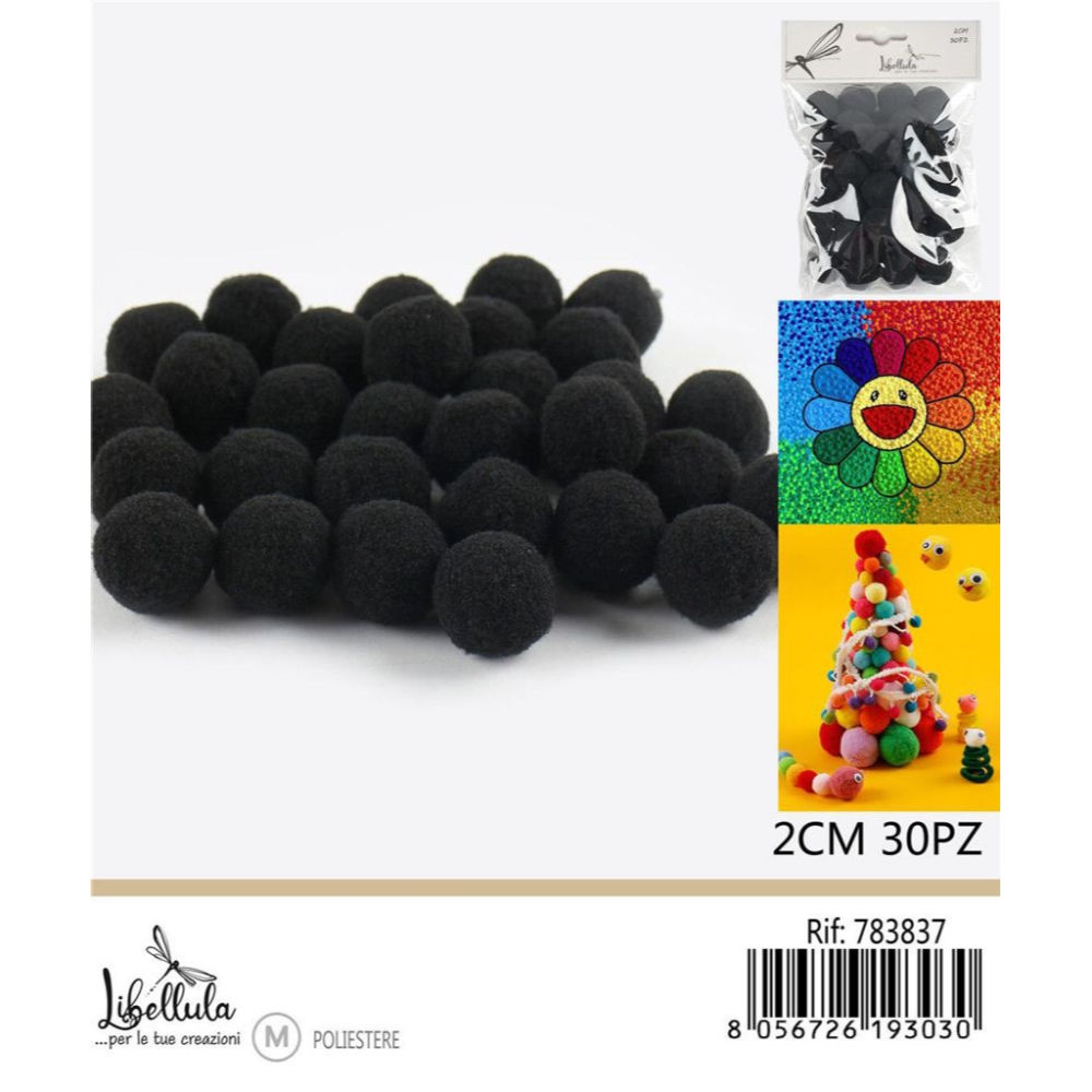 PALLINE IN POLIESTERE - NERO 2CM - 30PZGev