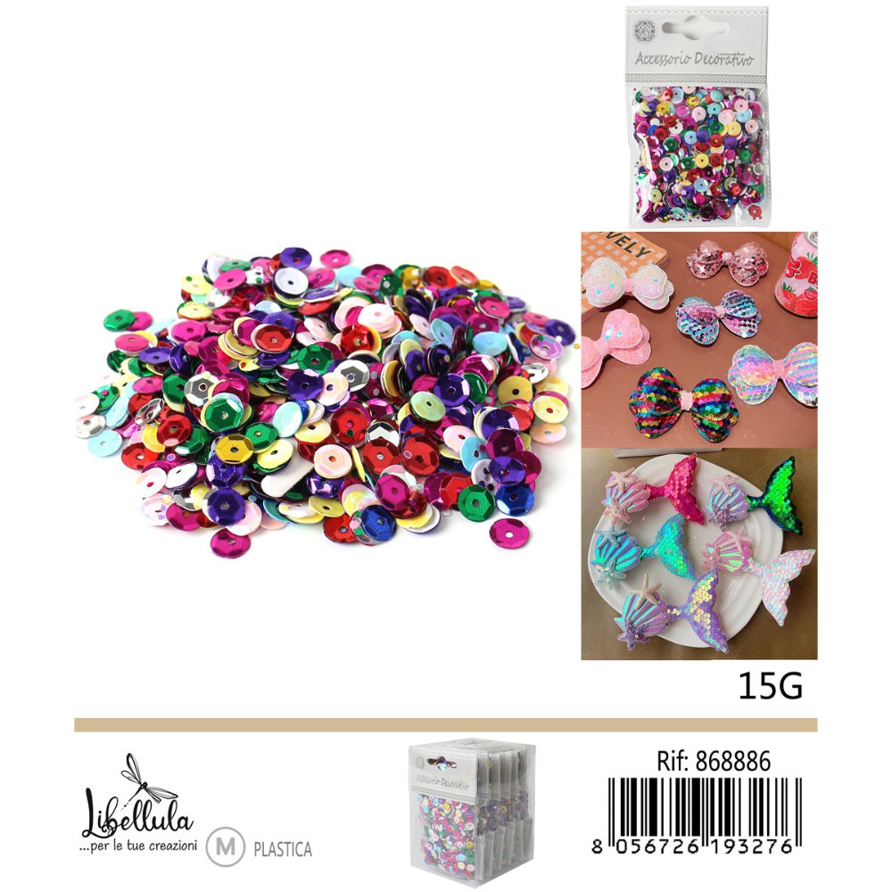 PAILLETTES DECORATIVE - COLORI MISTI - 15GGev