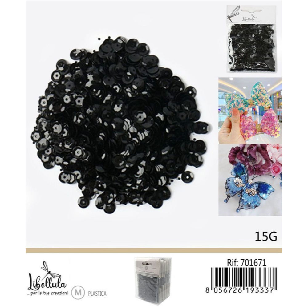 PAILLETTES DECORATIVE - NERO - 15GGev