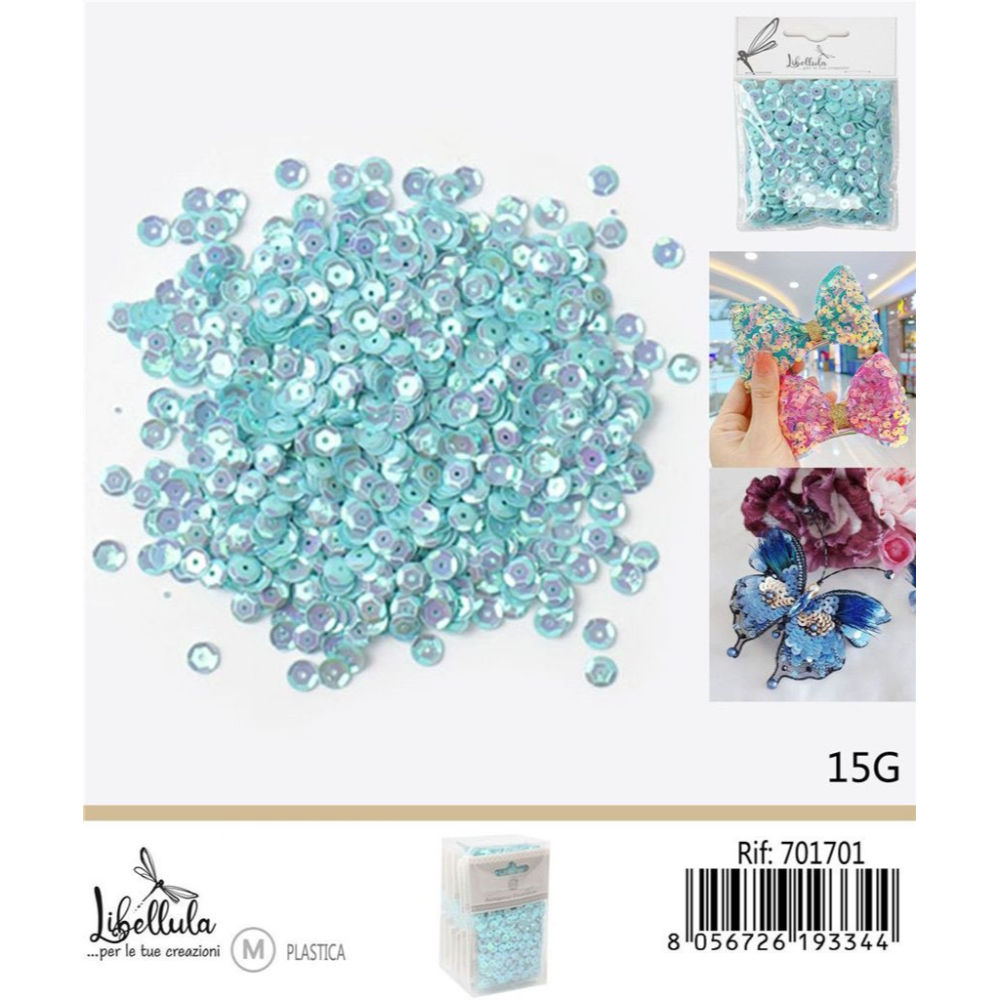 PAILLETTES DECORATIVE - AZZURRO - 15GGev
