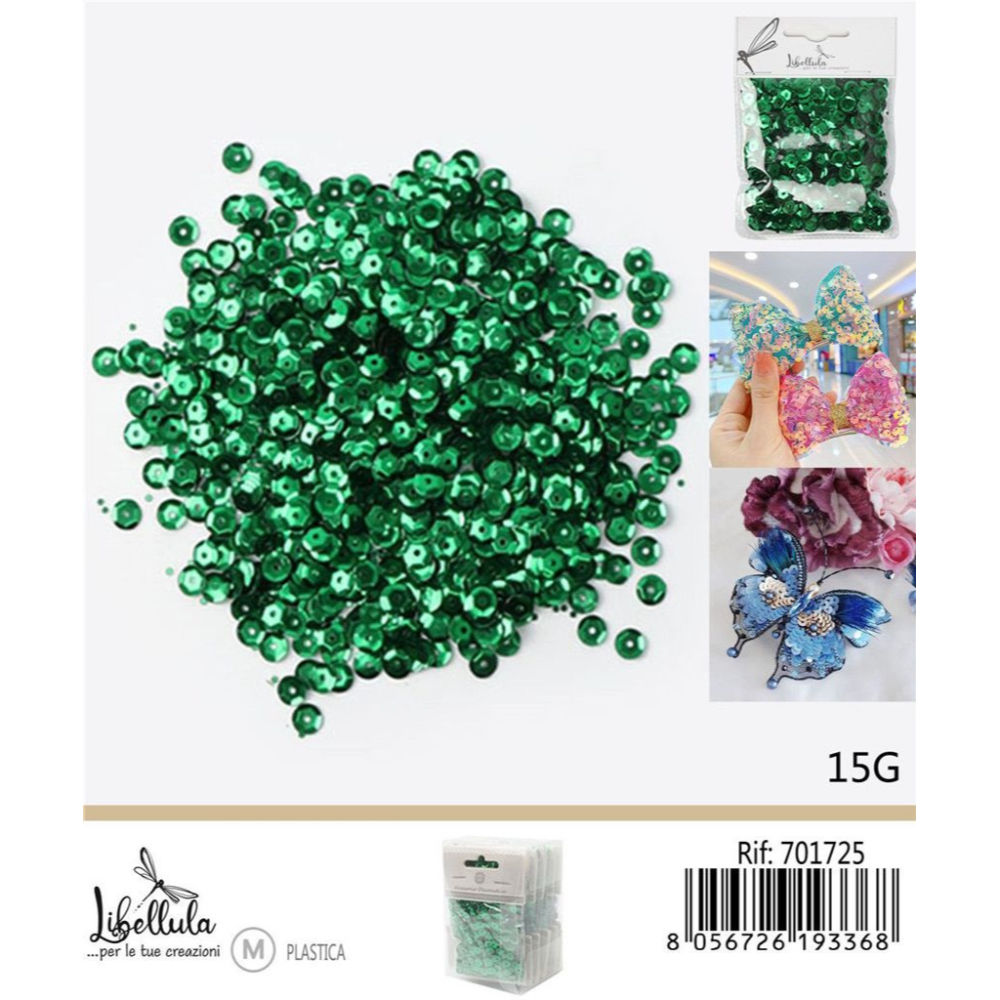 PAILLETTES DECORATIVE - VERDE - 15GGev