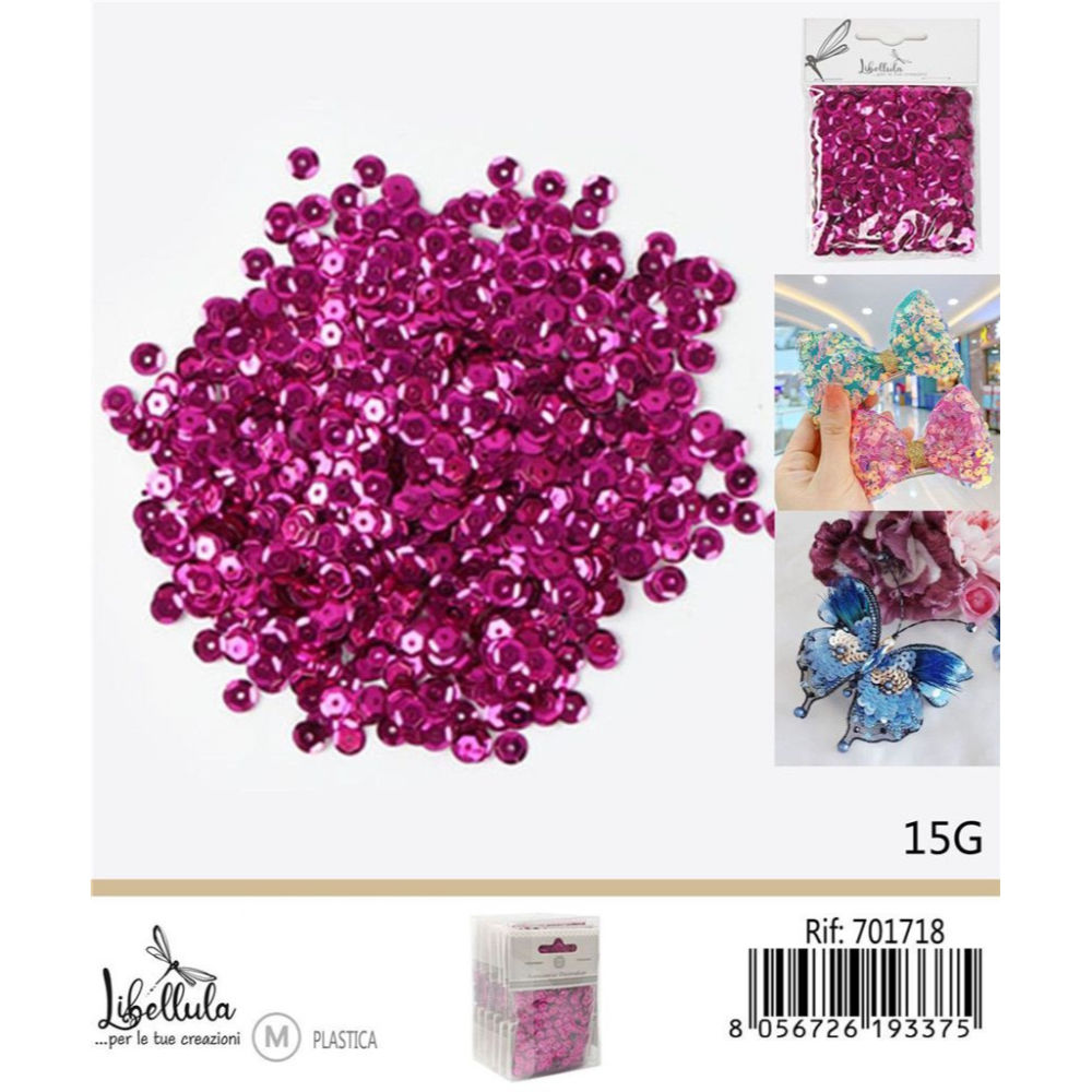 PAILLETTES DECORATIVE - FUCSIA - 15GGev