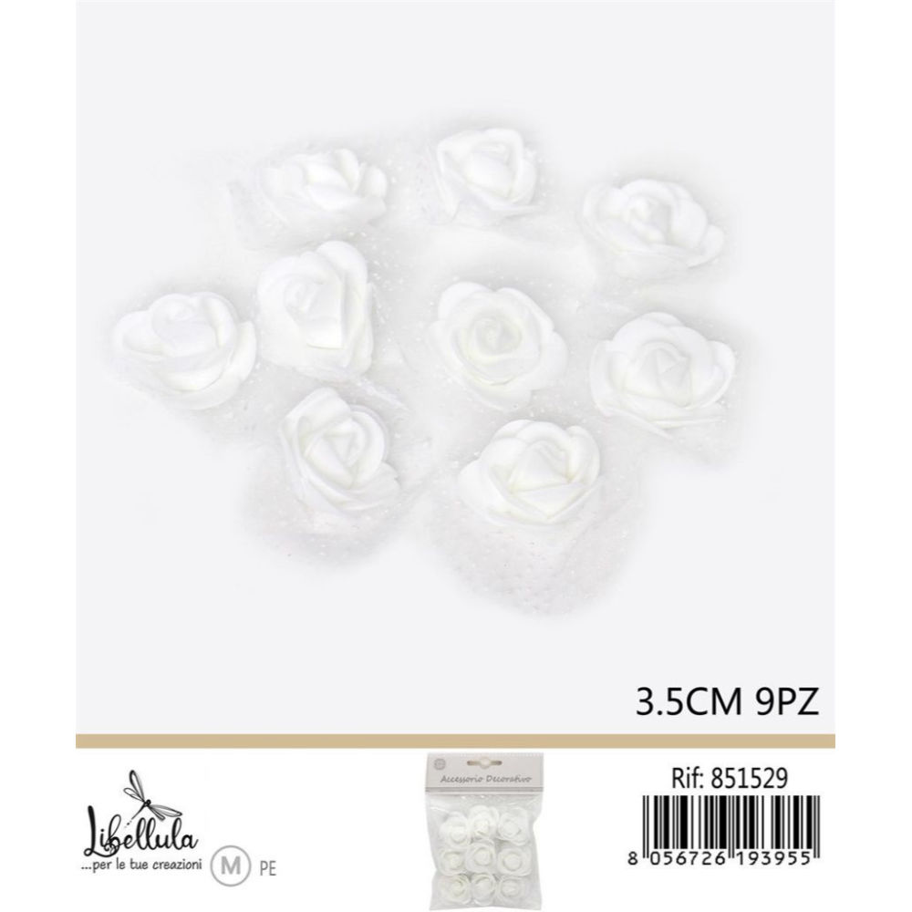 FIORI DECORATIVI CON VELO - BIANCO 3,5CM - 9PZGev