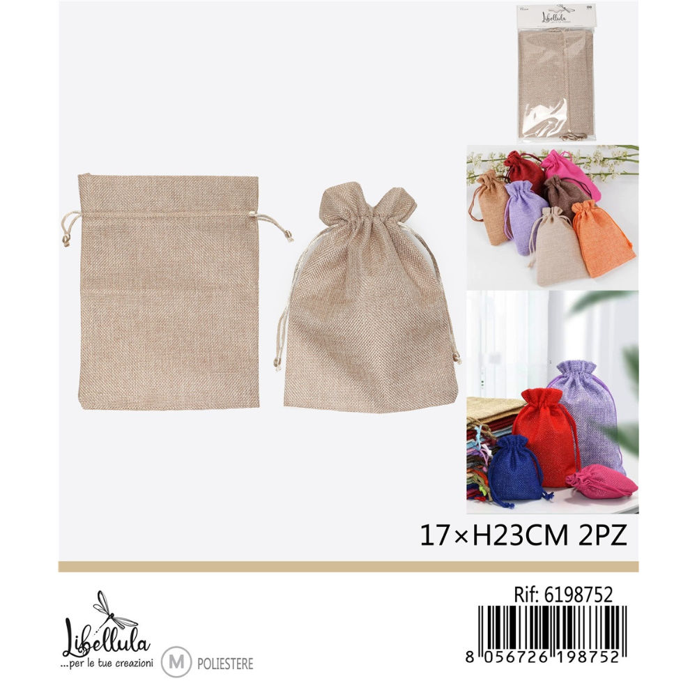 SACCHETTI EFFETTO LINO - BEIGE 17x23CM - 2PZGev
