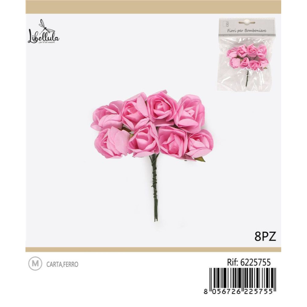 FIORI PER BOMBONIERE - ROSA 2CM - 8PZGev