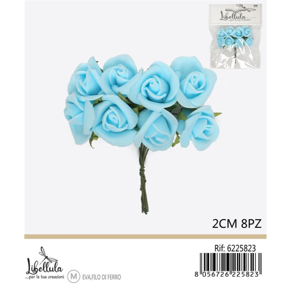 FIORI IN EVA PER BOMBONIERE - AZZURRO 2CM - 8PZGev