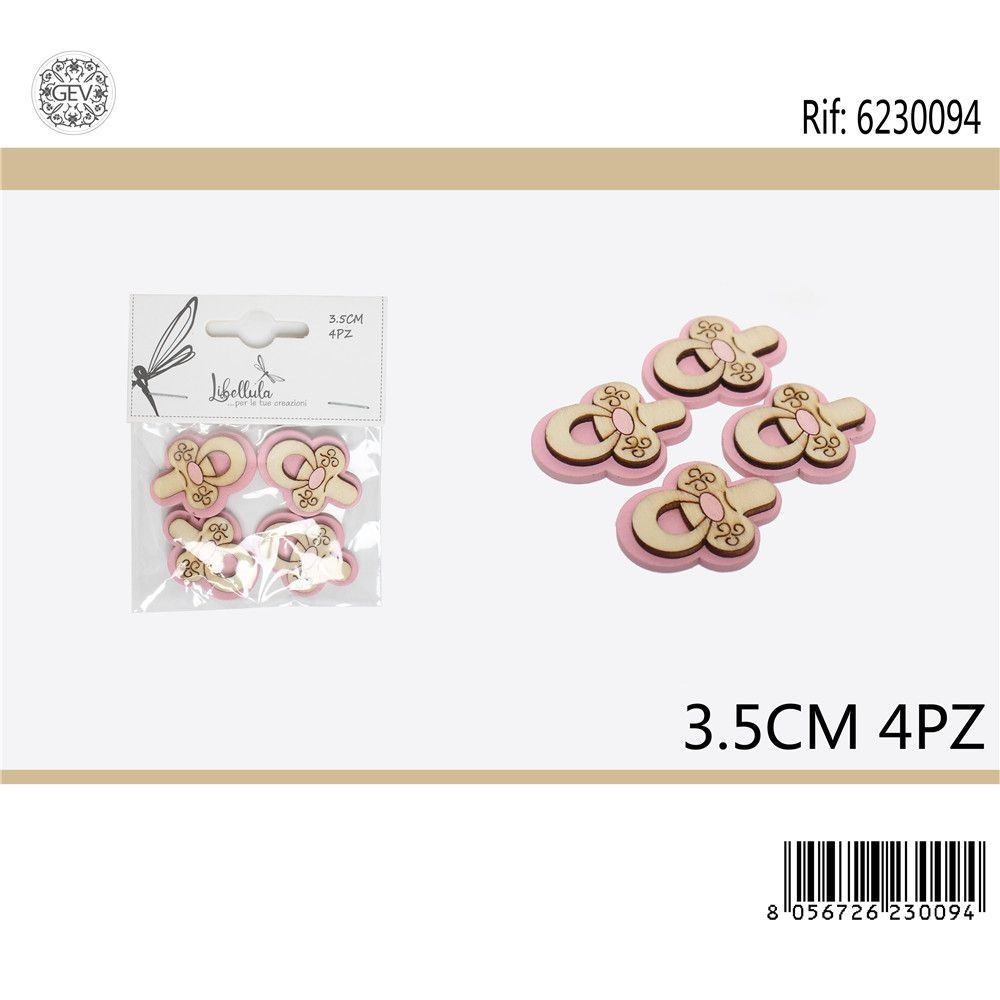SAGOME DECORATIVE - CIUCCIO ROSA 3,5CM - 4PZGev