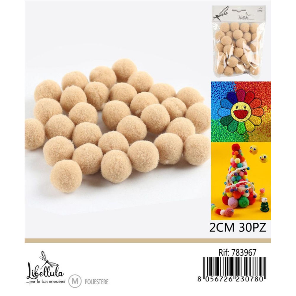 PALLINE IN POLIESTERE - CREMA 2CM - 30PZGev