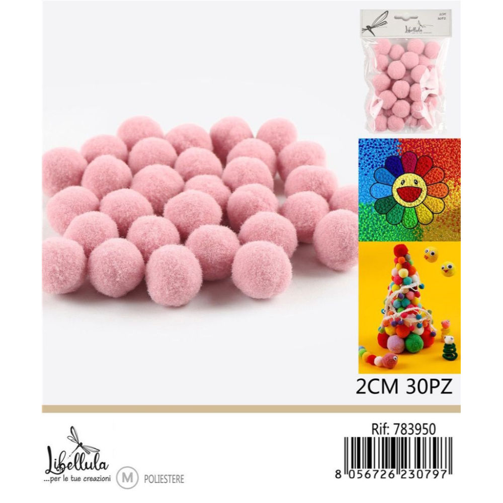 PALLINE IN POLIESTERE - ROSA 2CM - 30PZGev