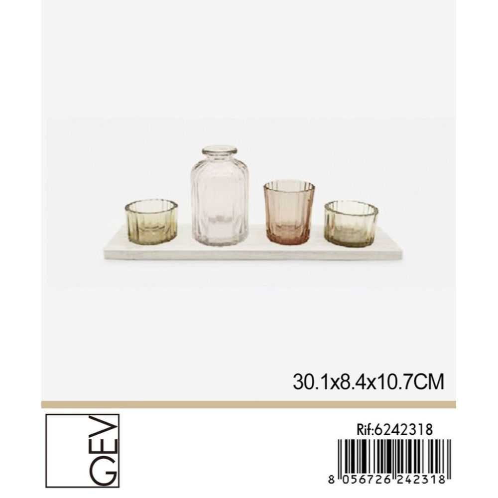GEV - SET 4 PORTACANDELE CON VASSOIOGev