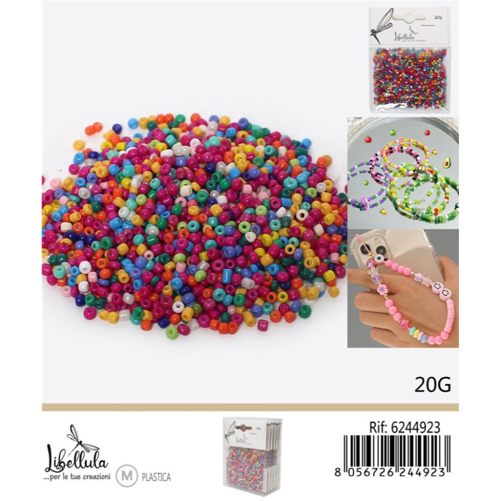 PERLINE IN PVC CON FORO - COLORI MISTI 3MM - 20GGev