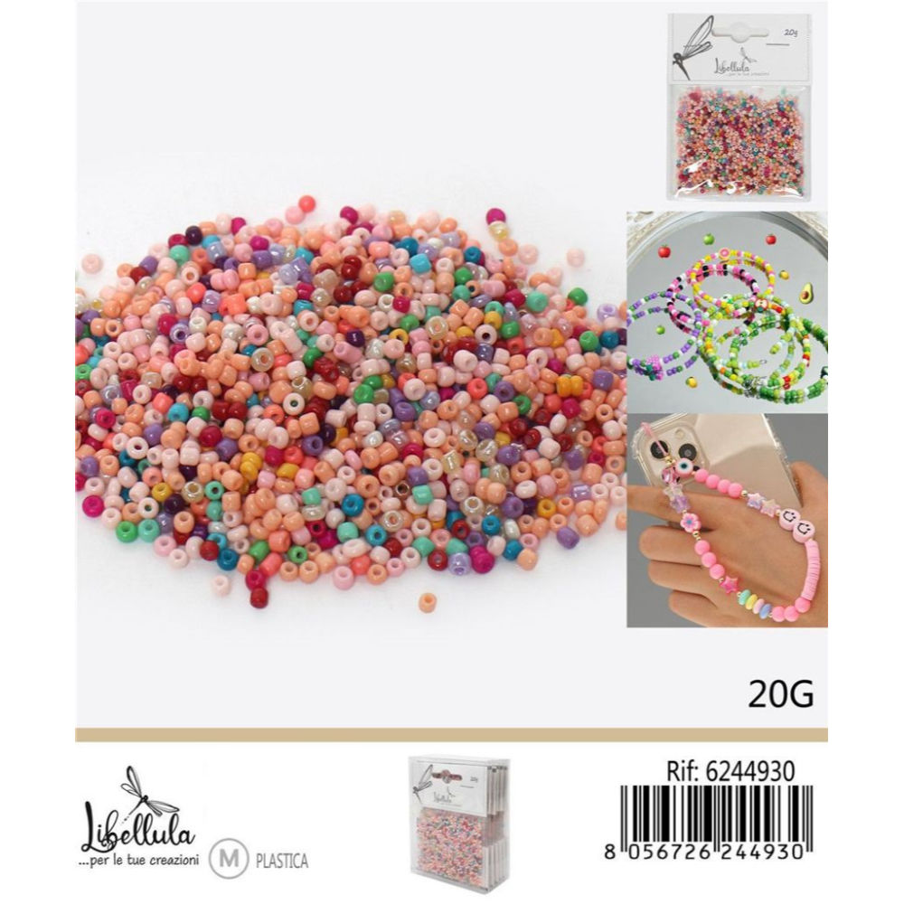 PERLINE IN PVC CON FORO - COLORI MISTI ROSA 3MM - 20GGev