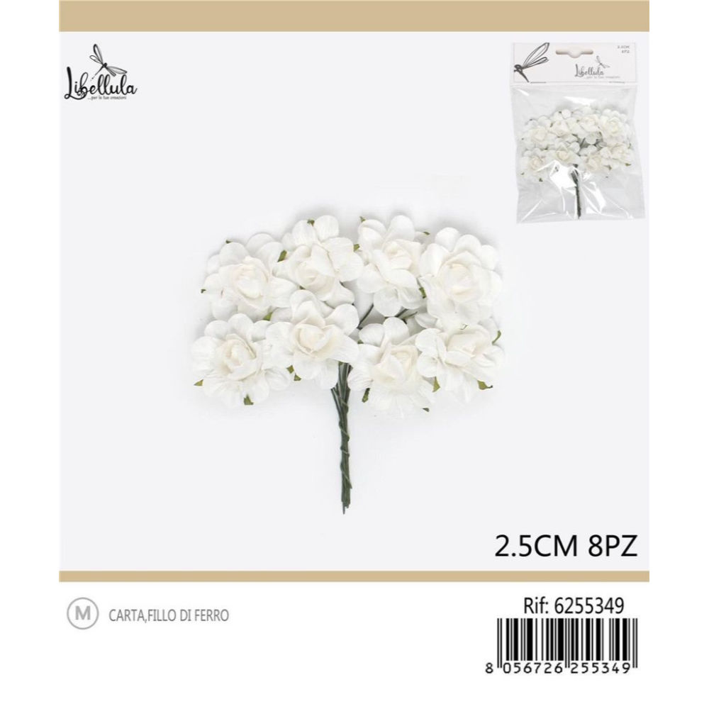 FIORI PER BOMBONIERE - BIANCO 2,5CM - 8PZGev