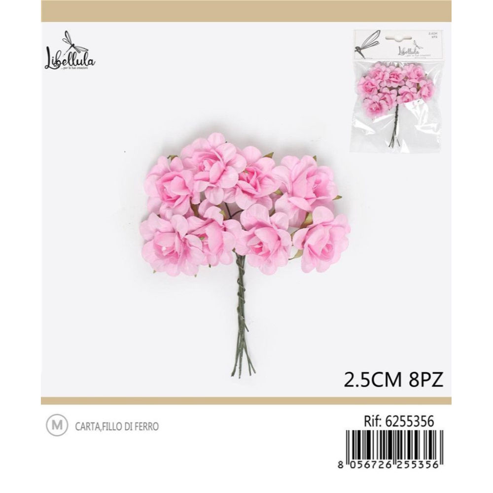 FIORI PER BOMBONIERE - ROSA 2,5CM - 8PZGev