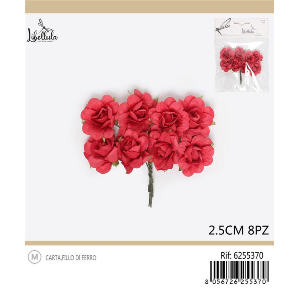 FIORI PER BOMBONIERE - ROSSO 2,5CM - 8PZGev